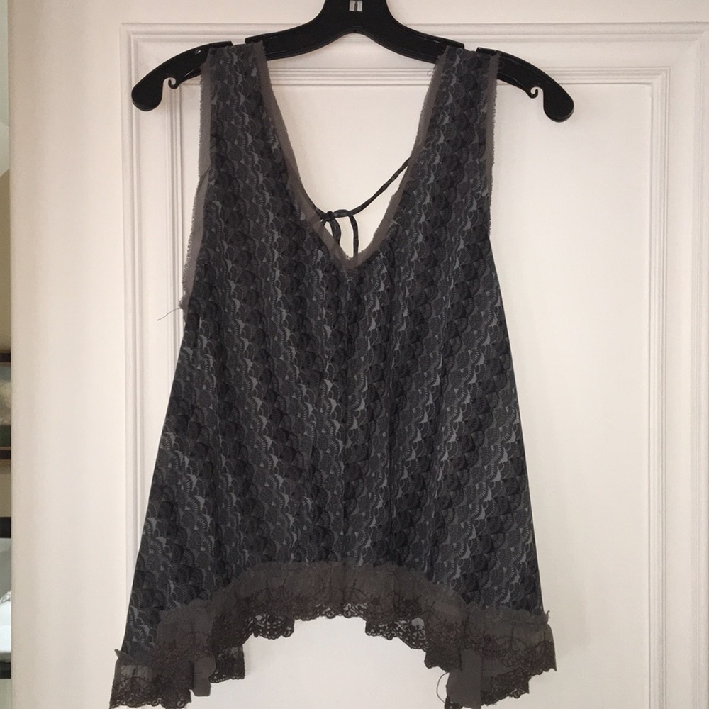 Grey/black Free people tank with lace